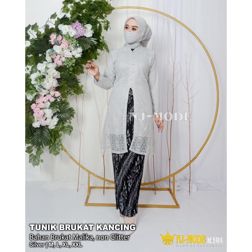 SETELAN Tunik Kancing Depan / Brukat / Kebaya Modern Original / Outfit Terbaru BridesMaid