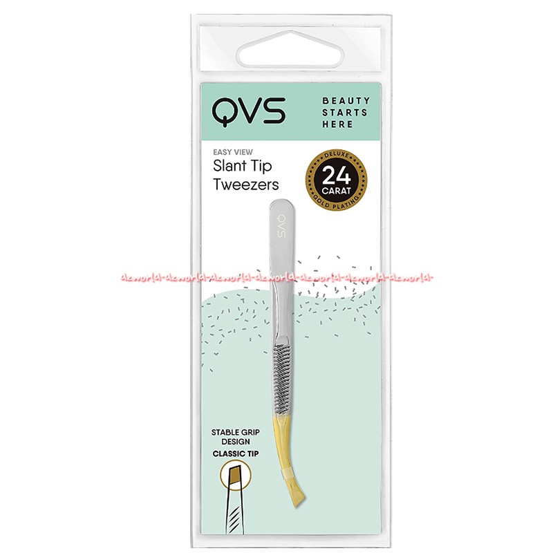 Qvs Slent Tweezer Easy View Tip 24Carat Pingset Cabut Bulu Bahan Stainless Steel Gold Qveest Twee Zer