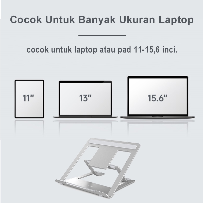 Deli Stand Laptop Aluminium Dudukan Laptop Holder Tatakan Rak Standing Laptop Meja Adjustable Laptop Stand