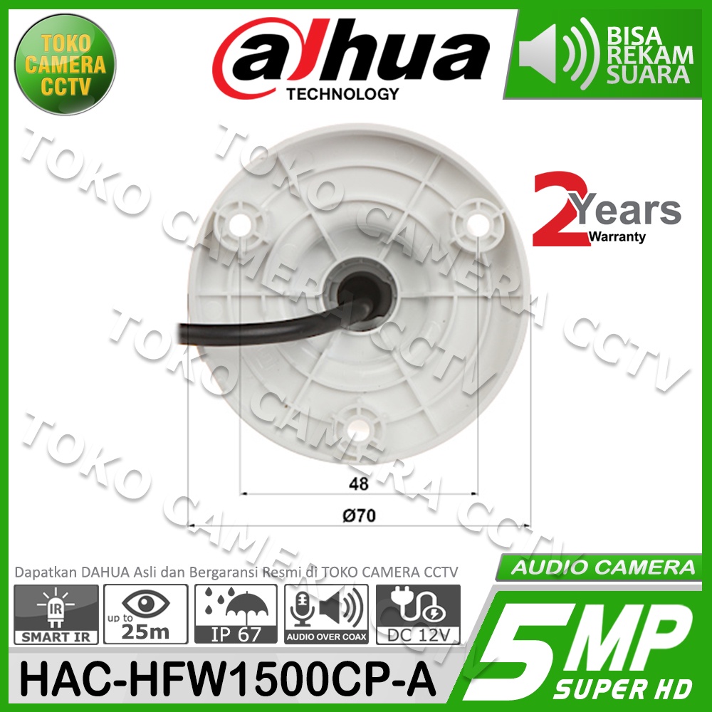 KAMERA CCTV OUTDOOR 5MP AUDIO DAHUA HAC-HFW1500CP-A BUILD IN MIC