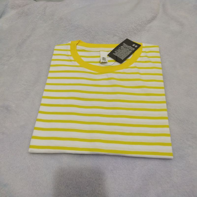 kaos stripe salur tangan pendek cowok dan cewek