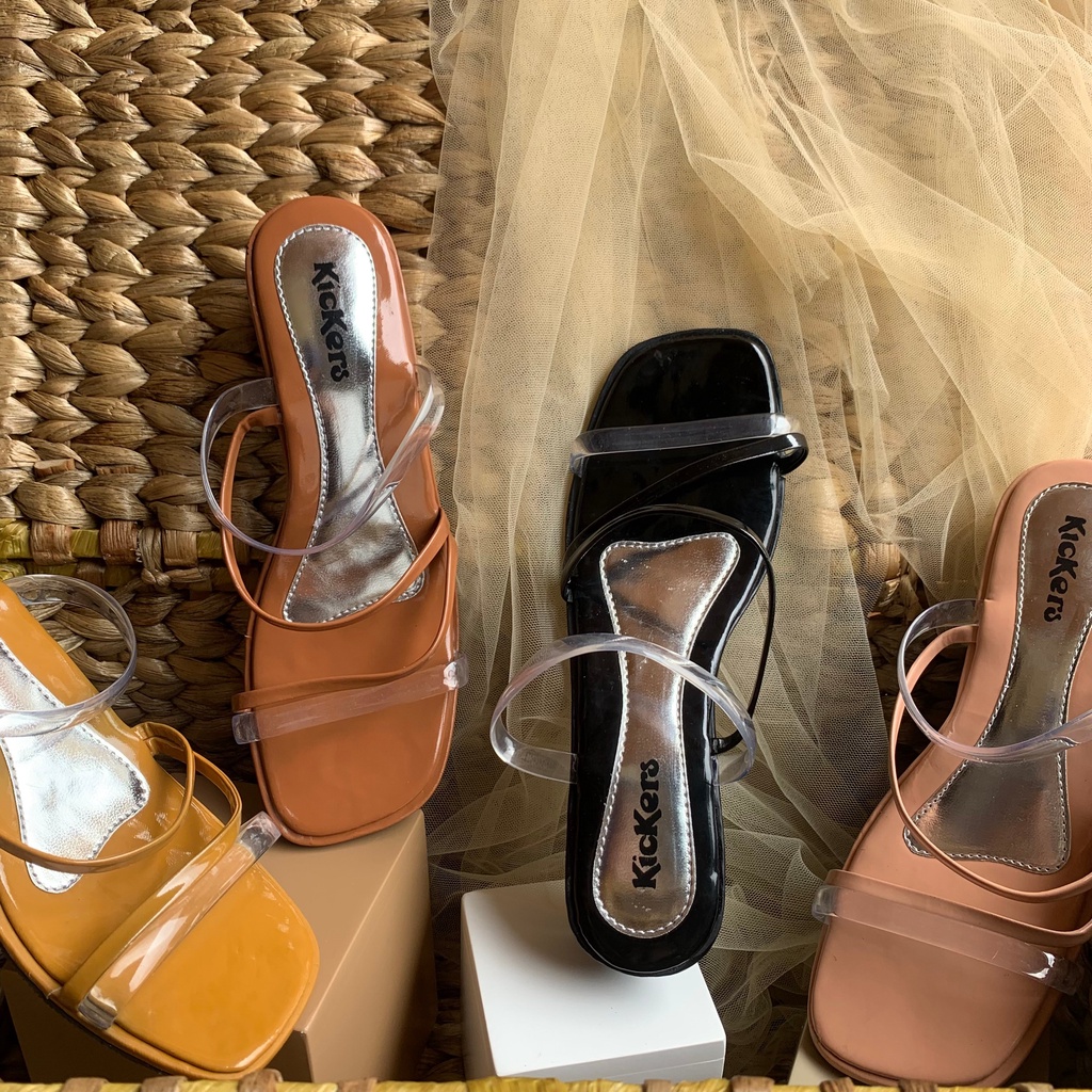 (HARGA PROMO=PACKING TANPA KARDUS) sandal TALI TRANSPARAN 2 SENDAL cewek slop peep toes hak wanita ikatan cinta termurah TERLARIS Sandal Heels Hak Tahu Wanita 3Cm Block Heels Hak Tahu Mika Chunky Wanita HIGHEELS HAK BUNGKUS TERBARU