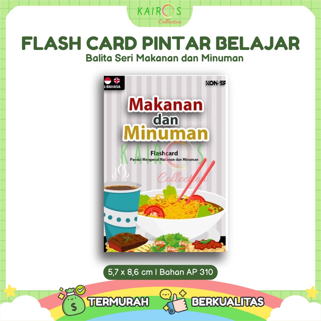 Flashcard /Flash card Kartu Pintar Belajar Balita Seri Makanan dan Minuman