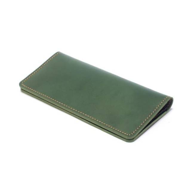 Dompet cewek kulit model panjang -kartu banyak kulit sapi asli warna hijau tua PHWL579