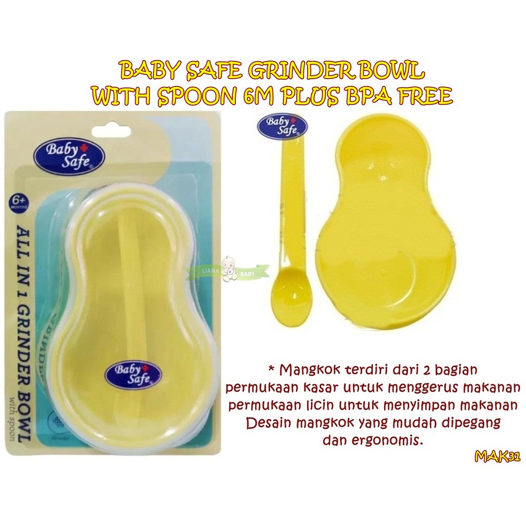 MAK31 BABY SAFE GRINDER BOWL WITH SPOON 6M PLUS BPA FREE MANGKOK BAYI /BS352