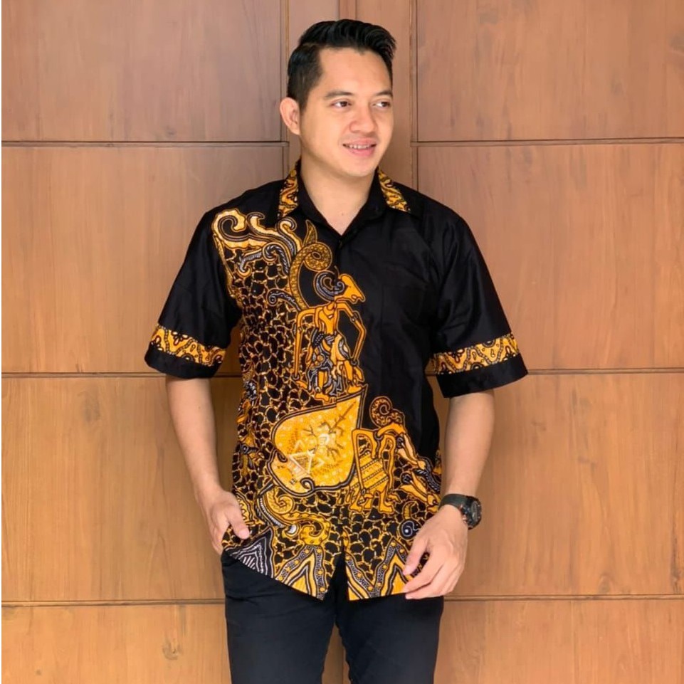 Bswart Batik Hrb026 Kenongo Hem Pendek Padi Pekalongan M L Xl Batik Pria Murah Modern Grosir Batik