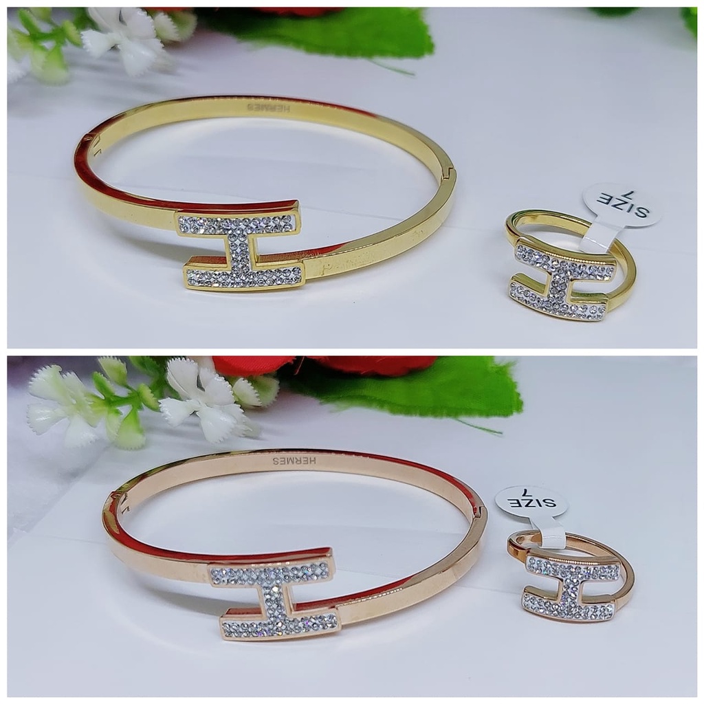 Gelang &amp; Cincin Titanium Set Permata