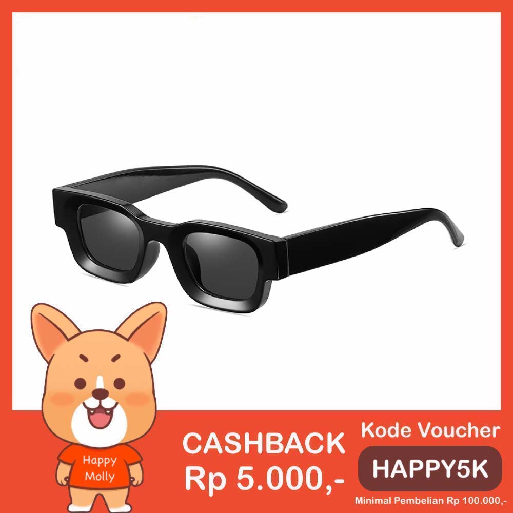 Kacamata UV400 [ Hitam Hitam ] Anti Radiasi - Sunglasses Pria &amp; Wanita Korea - HM8105