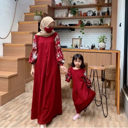 Gamis lengan motif terbaru | Sarah Dress by Dewihijab Apparel DIJUAL TERPISAH tanpa masker