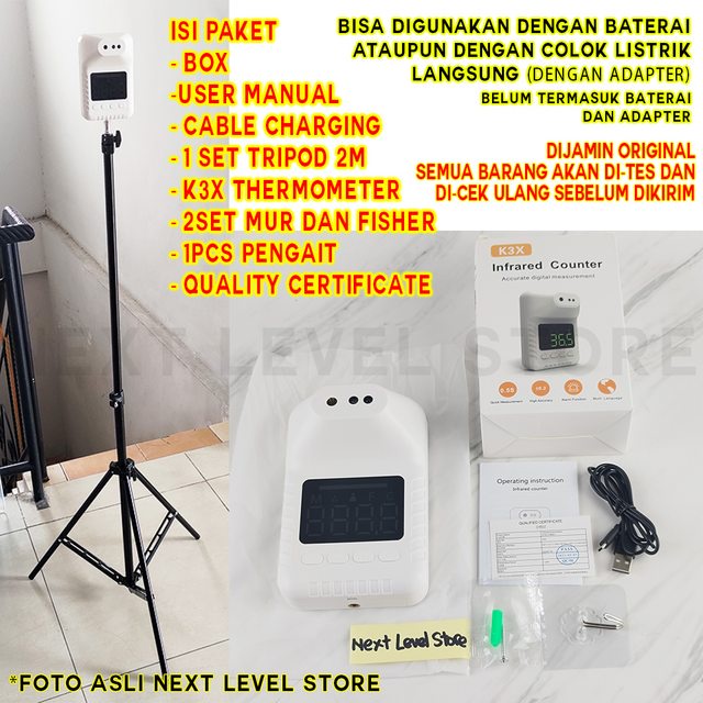 K3X Infrared Thermometer Standing Automatic Termometer FREE TRIPOD 2M