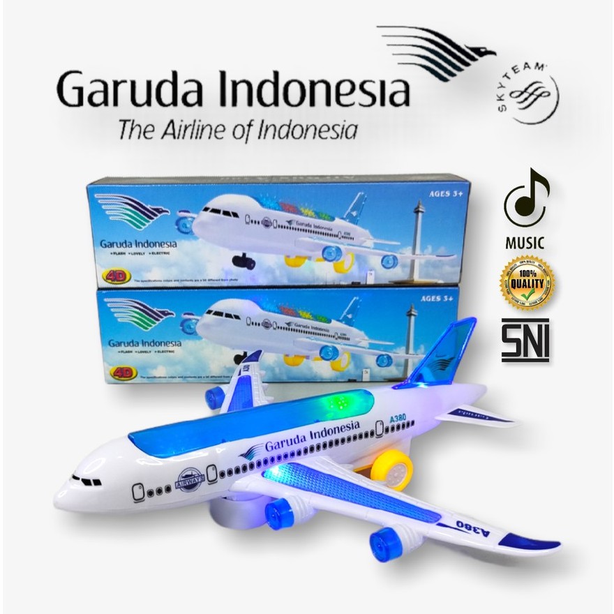 Mainan Pesawat Garuda Indonesia 32cm Lampu Led dan Musik