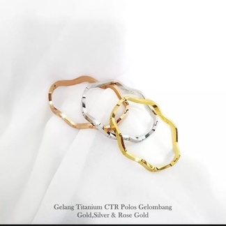 ( SATUAN ) GELANG TITANIUM GELOMBANG ZIG ZAG ASLI TITANIUM / PERHIASAN WANITA ASLI TITANIUM