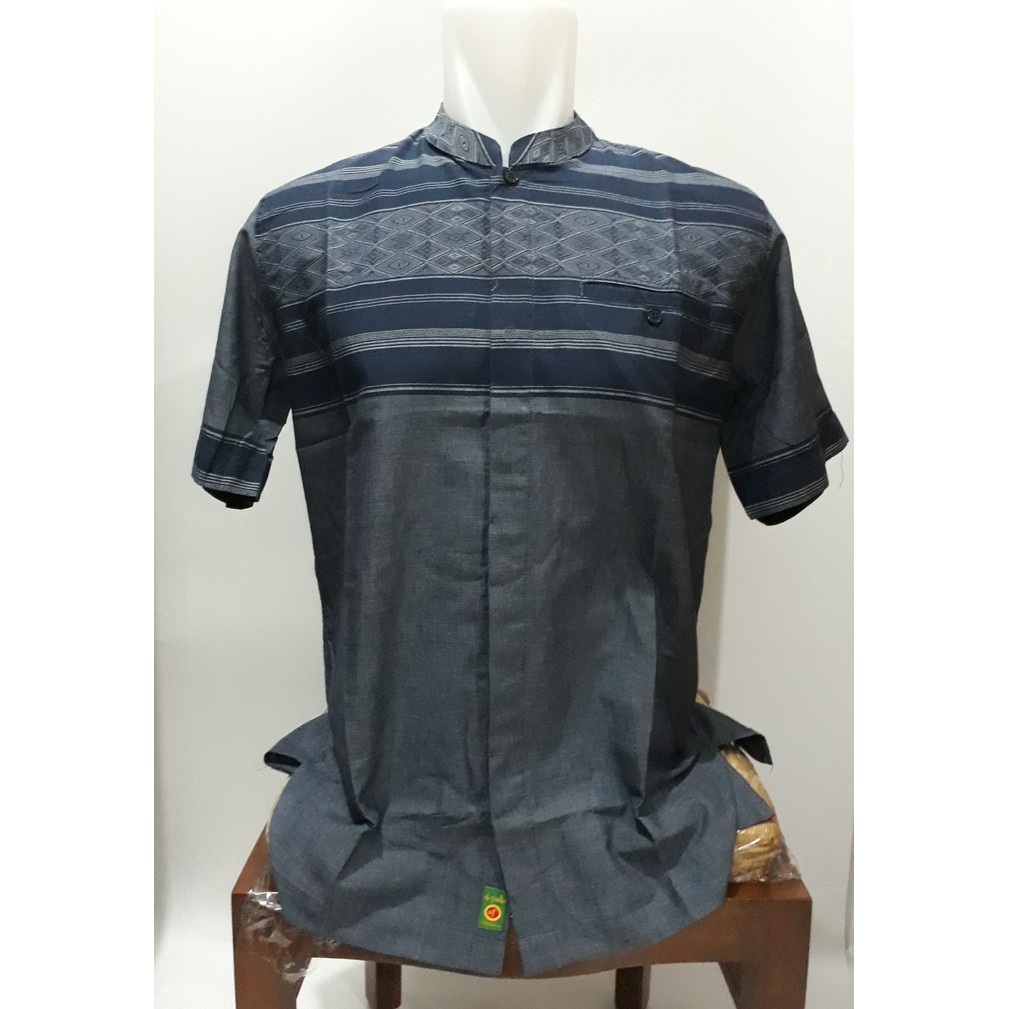Baju Kemeja Koko Dewasa Al Fadla Premium Bagus Putih Navy Dongker