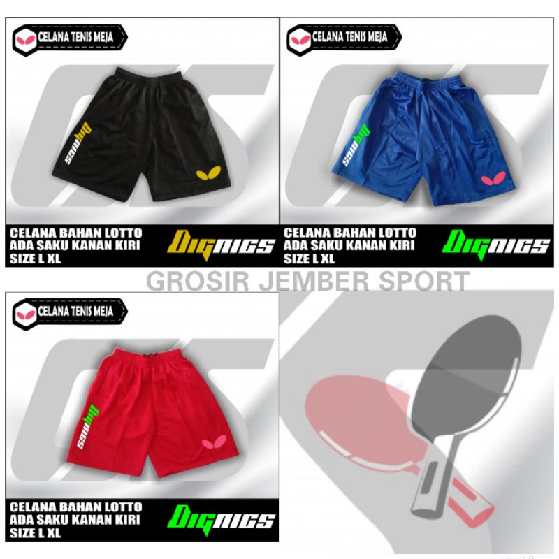 Celana pendek pria celana tenis meja celana pingpong BUTTERFLY bahan lotto ukuran L XL XXl