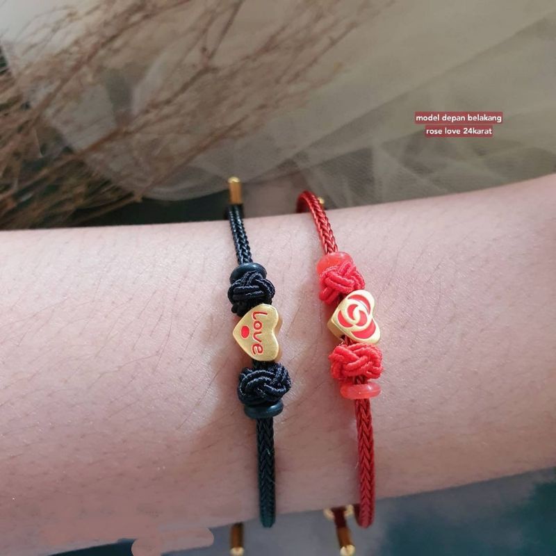 gelang pria wanita anak waterproff pandora variasi emas charm love HK hongkong 24k 999 original kado