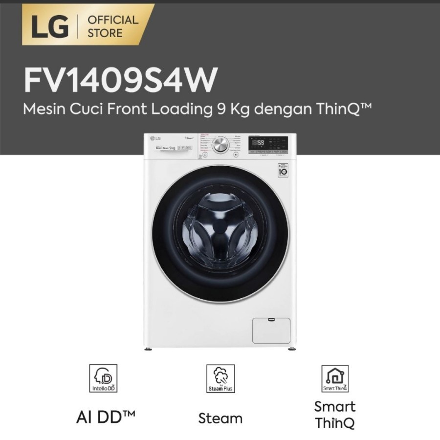 MESIN CUCI FRONT LOADING 9KG S4W SERIES LG FV1409S4W