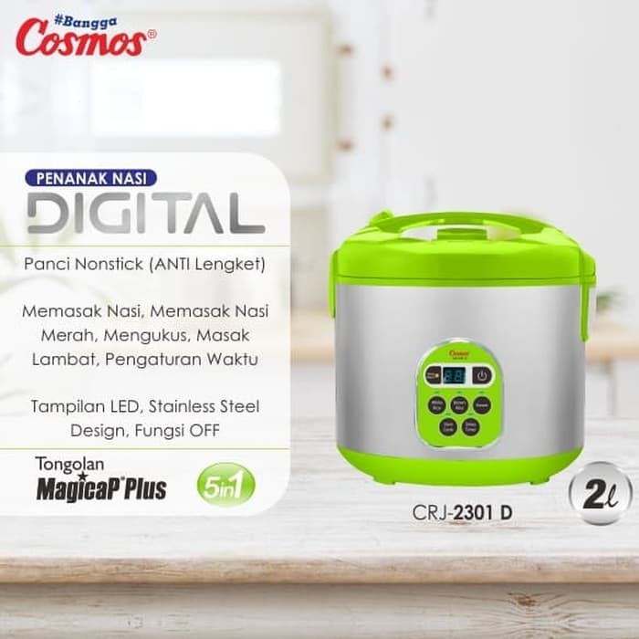 Cosmos Digital Rice Cooker 2 L CRJ-2301 D - Garansi Resmi 1 Tahun