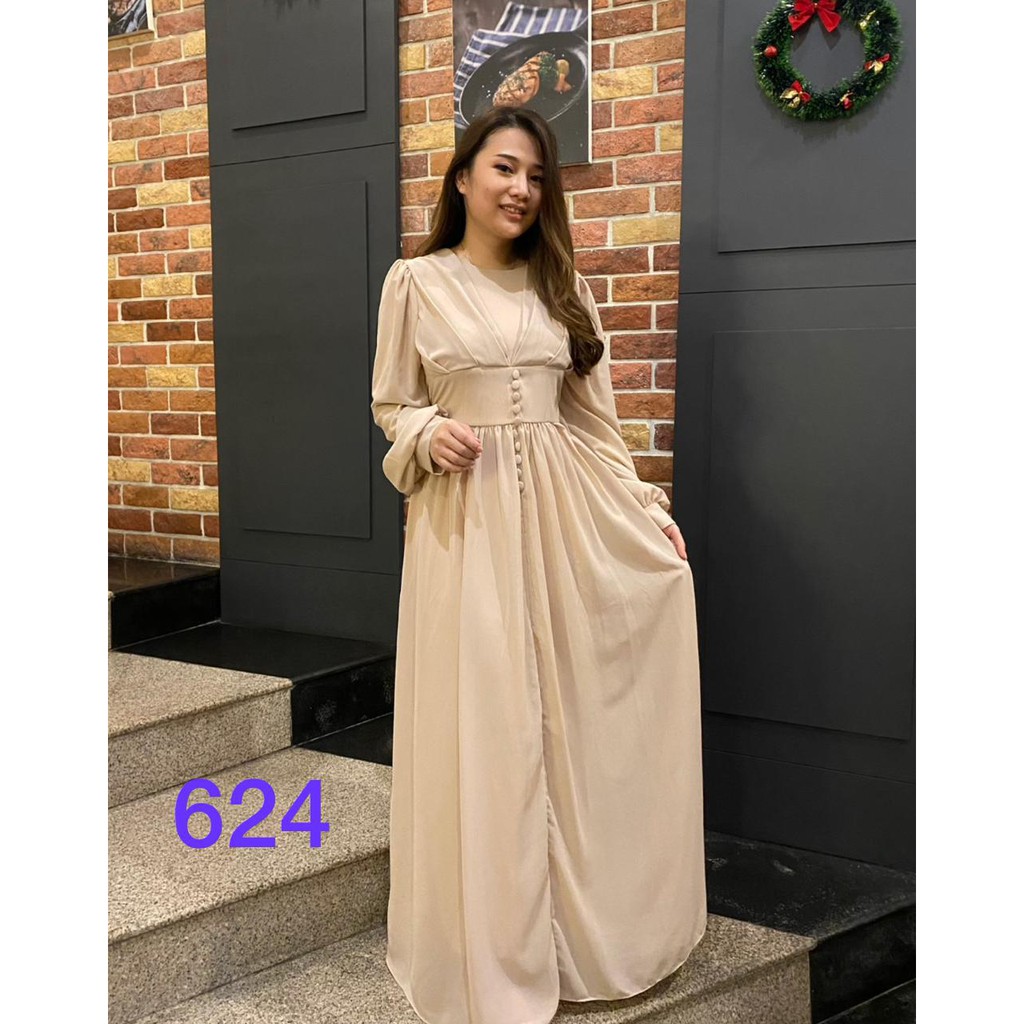 Vanesha Margaretta - 624 / ada versi anak / kancing mati / Fashion Muslim # Dress Pesta