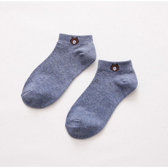 KINGS - Kaos Kaki Brown Kaos Kaki Cute Socks Short Socks Sepatu K351-Biru