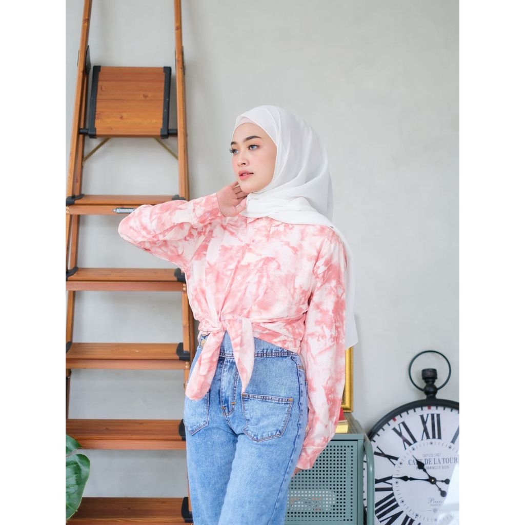 ZAHRA Atasan Pakaian Wanita  Muslim JASMINE Tie Dye | Atasan Kemeja CEWEK Motif