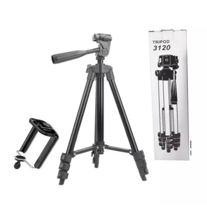 Tripod-Tongsis BLACK EDITION 3120 Tinggi 1METER - Tripod Untuk Hp dan Kamera Universal + Free Holder U+Tas-Tripod Universal All Smartphone