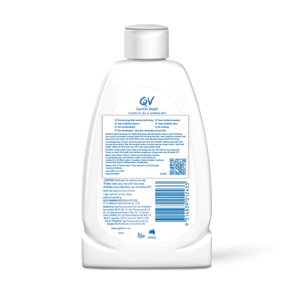 QV Gentle Wash 250 ml 250ml Kulit Kering Sensitive Kombinasi EGO BPOM