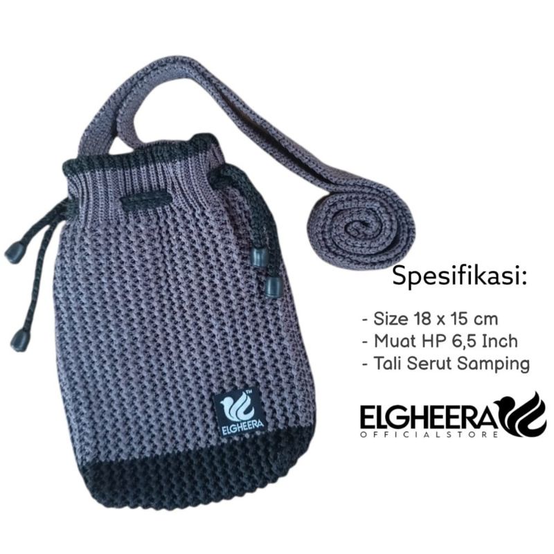 Brand Elgheera Tas Rajut Serut Selempang Drawstring Bag / Tas Mini Serut Kanan Kiri