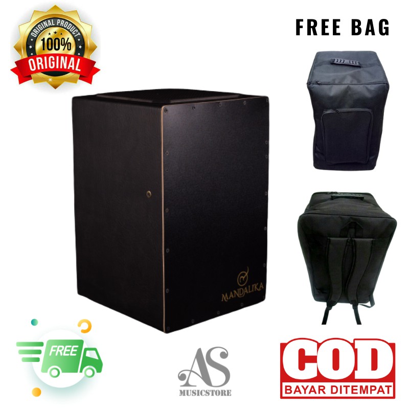 Cajon Hitam Mandalika / Kajon Akustik Include Tas