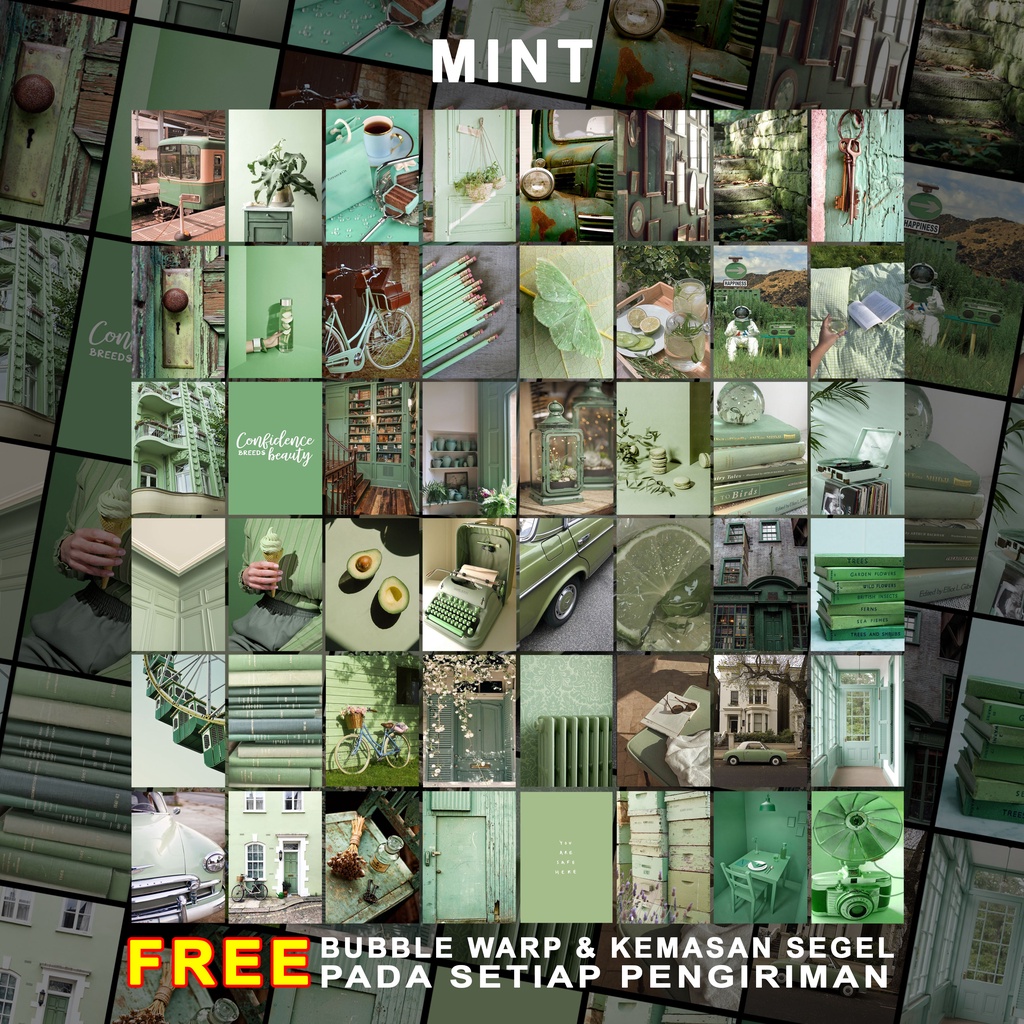 (48 PCS) Poster Dinding Aesthetic | Poster Dinding Aesthetic Mint Series