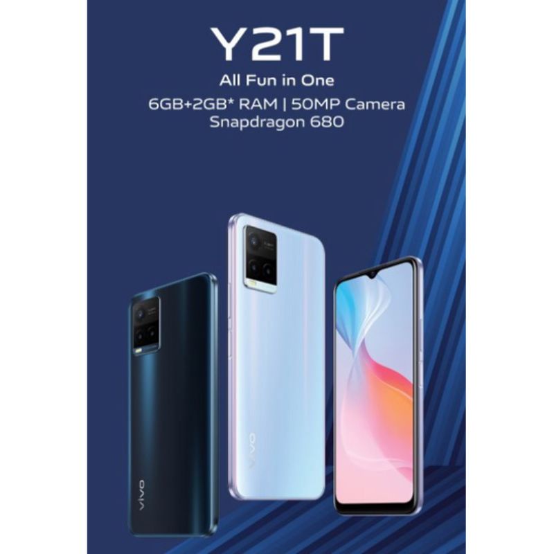 VIVO Y21T NEW Extended Ram 6+2/128GB - Snapdragon 680 GARANSI RESMI