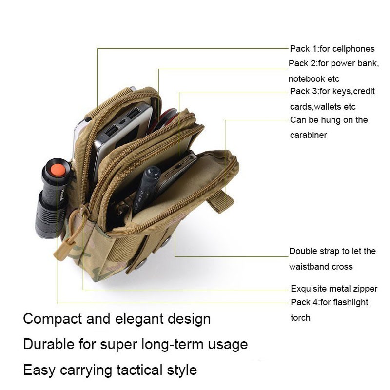 Tas Pinggang Hp Pria Import Waistbag Tactical Waist Bag Army Tas Hp Mini Multifungsi Macho / Tactical Pouch Molle Hunting Bags Belt Waist Bag / Outdoor Men Waist Pack Bum Bag Pouch Waterproof Tactical Military Sport Hunting Belt