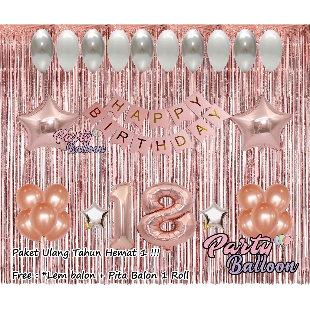  Paket Happy Birthday  Murah Dekorasi  Rosegold Paket 