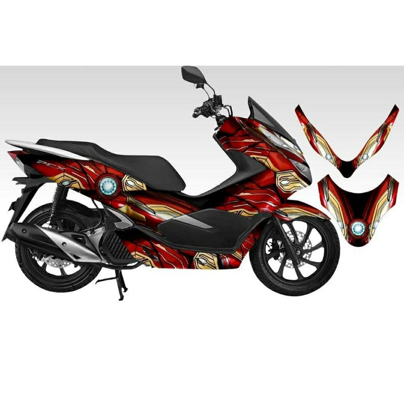 Sticker Decal PCX Full body Variasi merah grafis lis gold