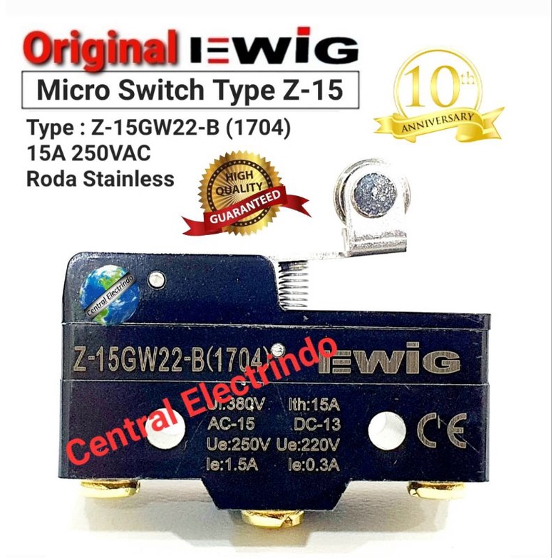 Limit Switch/Micro Switch Z-15-GW22-B 15A 250VAC 1NO 1NC EWIG.