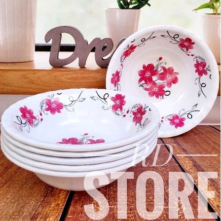 PROMO 1.PCS MANGKOK ULIR MOTIF ROSE MELAMINE HUGICA