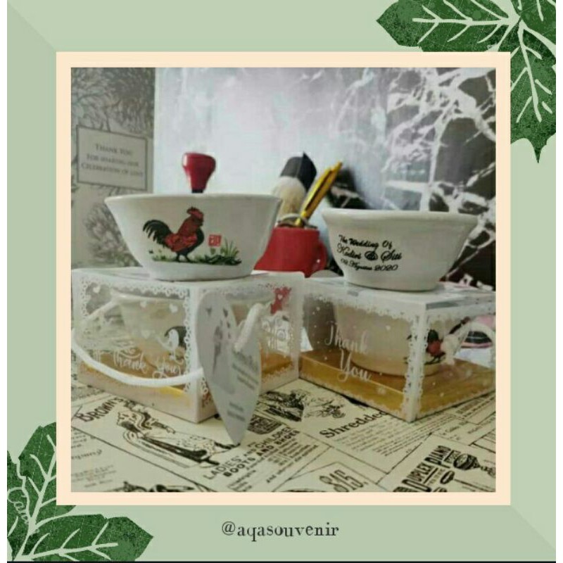 SOUVENIR PERNIKAHAN MANGKOK JAGO KLASIK FREE SABLON / SOUVENIR WEDDING / SOUVENIR KHITAN / SOUVENIR 