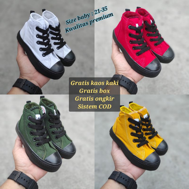 sepatu anak high boots converse all star anak premium sol black