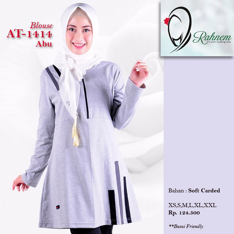 Atasan Tunik Wanita Dewasa Abu by Rahnem AT 1414