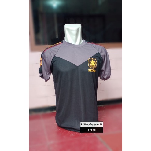 KAOS SATPAM TERBARU WARNA COKLAT KOMBINASI HITAM