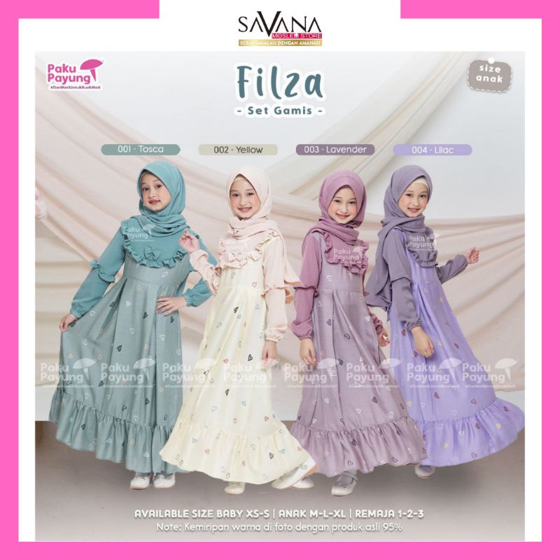(OPEN KEEP) Gamis Set Anak dan Remaja Filza Series by Paku Payung bahan Rayon dan Lady Zara Adem Lem