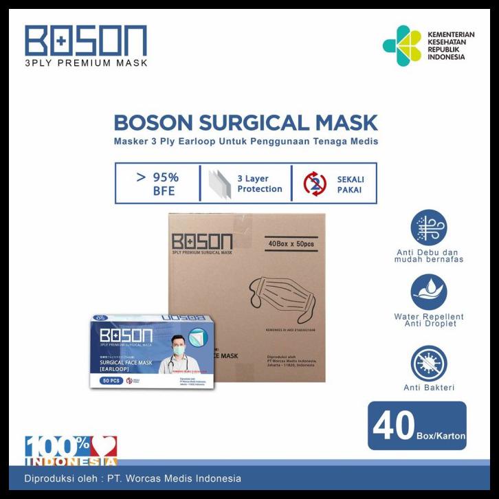 BOSON Masker Medis 3 ply (1 Karton isi 40 Box)