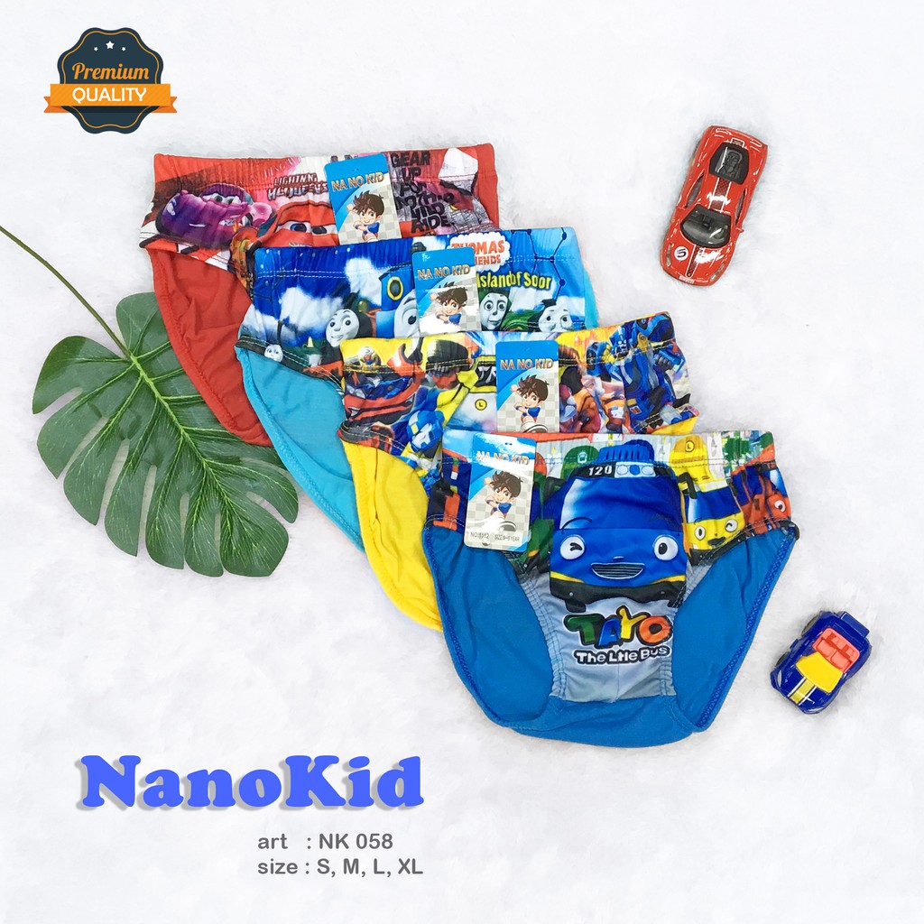 NANOKID | Celana Dalam Anak Cowok Gambar mobil 3D / Sablon  3D / art NKK 058