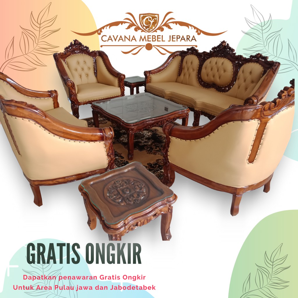 Kursi tamu monaco kayu jati perhutani 3211 meja dan puk