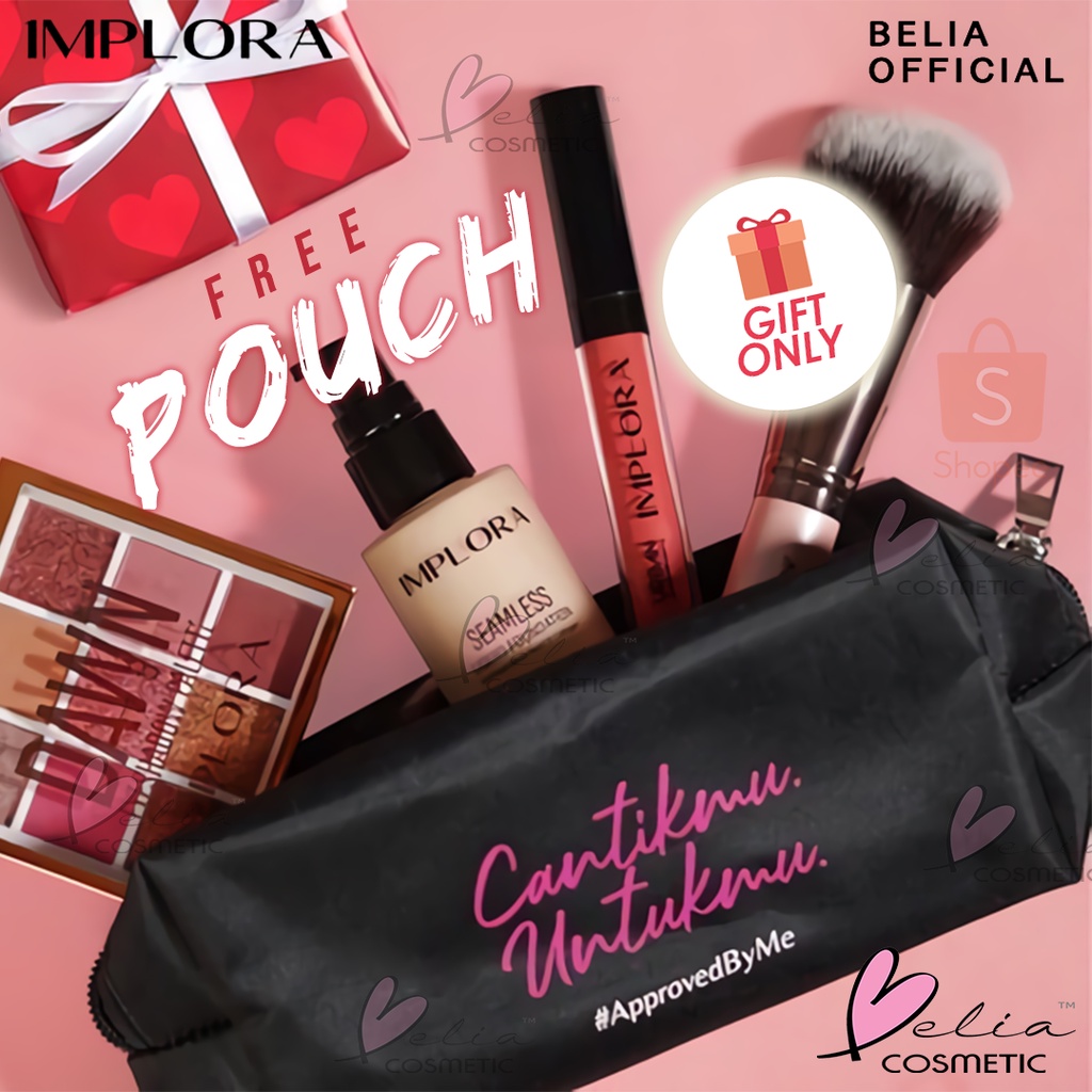 ❤ BELIA ❤ GIFT IMPLORA Pouch Hitam Kosmetik | Tempat Skincare