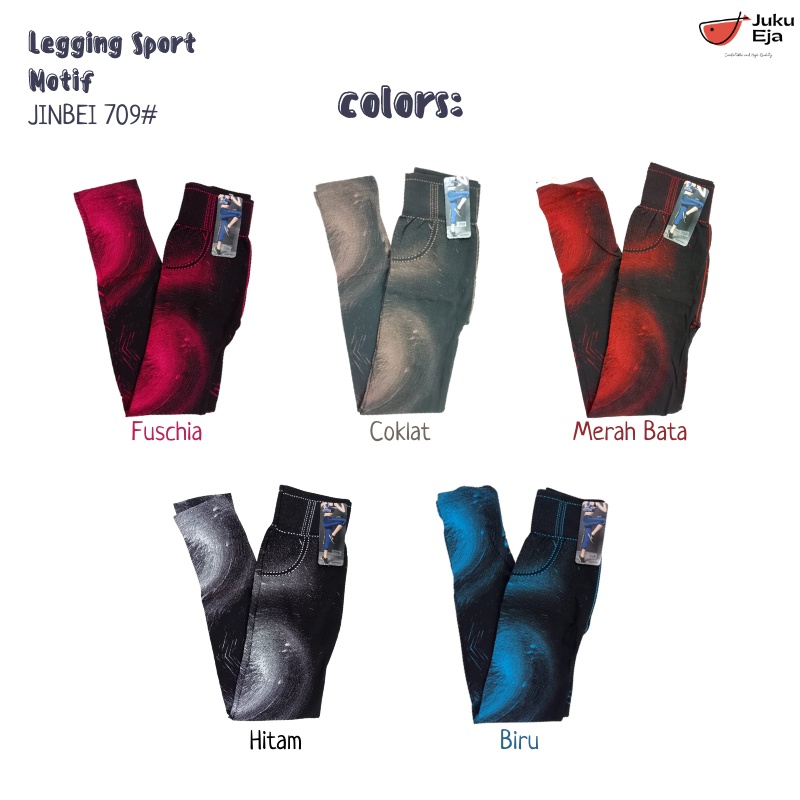 Jinbei Legging Sport Panjang Motif 711 / 709 Bahan Rajut Seamless - Celana Olahraga