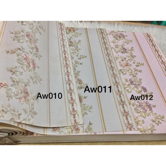 Wallpaper Dinding Garis Bunga Shabby Chic Pink Soft Floral