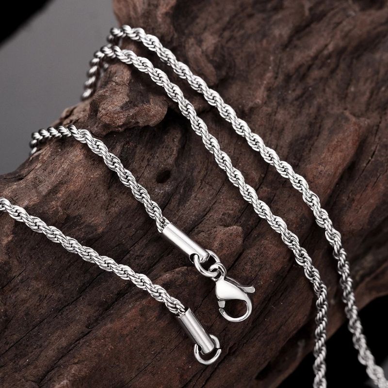 [BEST SELLER] Kalung titanium silver model tambang handuk