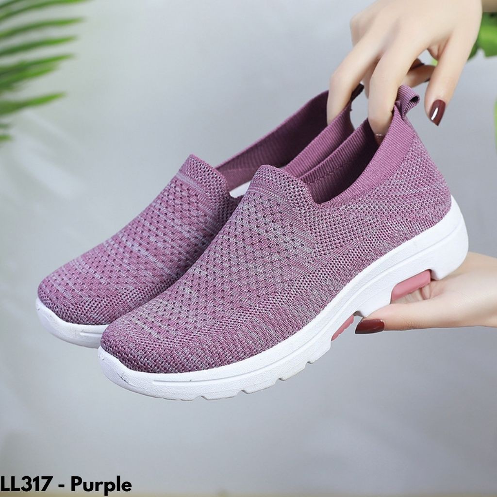 SEPATU WANITA SNEAKERS TANPA TALI COCOK OLAHRAGA SANTAI NYAMAN DIPAKAI ANTI SLIP LL317