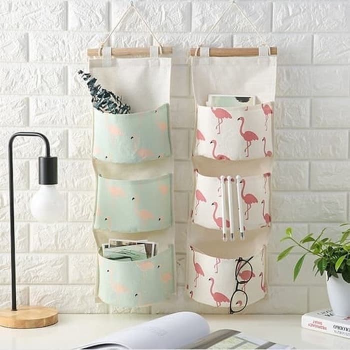 Storage Bag Gantung 3 Sekat Rak Motif