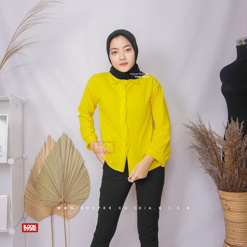 ilook | Blouse Keyra | Fashion Wanita | Bahan Creap - Fit to L-Keyra - Kuning